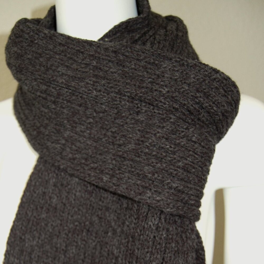 Rib Knit Scarf & Hat Set, Dark Charcoal Gray - Picture 5 of 11